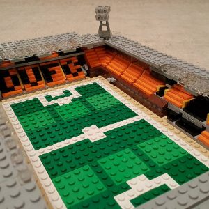 Lego model of Tannadice showing the view towards the tunnel