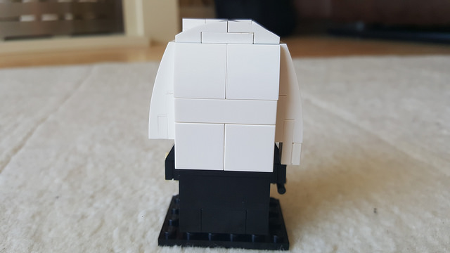The back of Lucius Malfoy represented in the Lego Brickheadz style