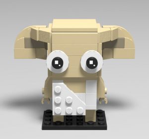 Computer model of Dobby represented in the Lego Brickheadz style