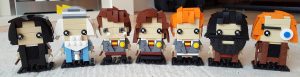 Various Harry Potter characters represented in the Lego Brickheadz style