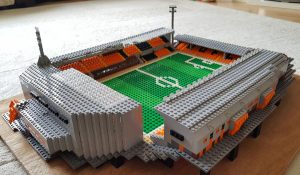 Lego model of Tannadice showing the view from the East stand/George Fox corner