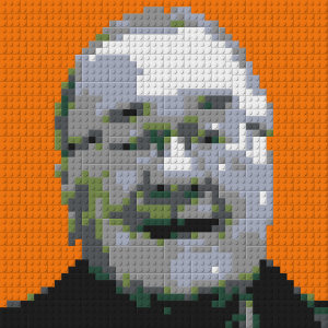 Lego mosaic picture showing a man